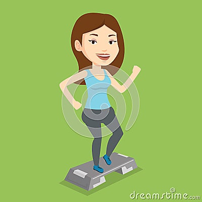 Woman exercising on steeper vector illustration. Vector Illustration