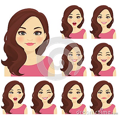 Woman expression set Vector Illustration