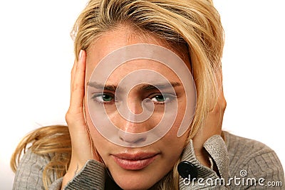 Woman Extremely Stressed Out Stock Photo