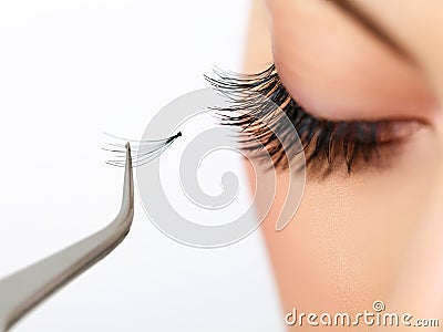 Woman eye with long eyelashes. Eyelash extension Stock Photo