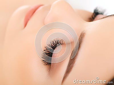 Woman Eye with Long Eyelashes. Eyelash Extension Stock Photo