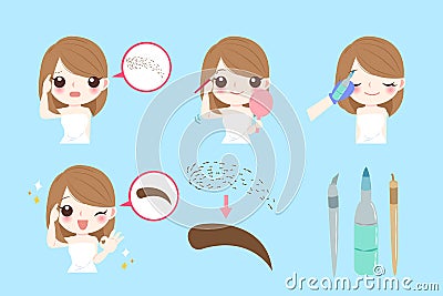 Woman with eyebrow tattoo Vector Illustration