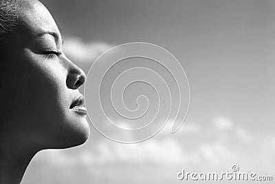 Woman with eyes closed. Stock Photo