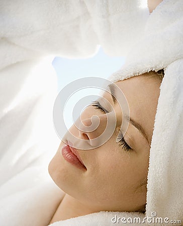 Woman with eyes closed. Stock Photo