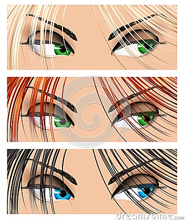 Woman eyes different colors Cartoon Illustration
