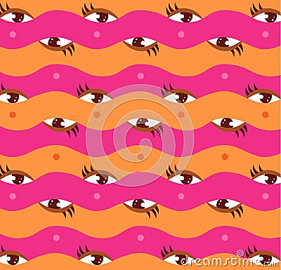 Woman eyes with make up on seamless pattern. Vector Illustration