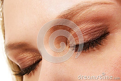Woman eyes with makeup and long eyelashes Stock Photo
