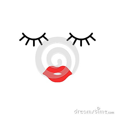 Woman face. Beauty concept. Eyelashes and lips. Make up. Vector Vector Illustration