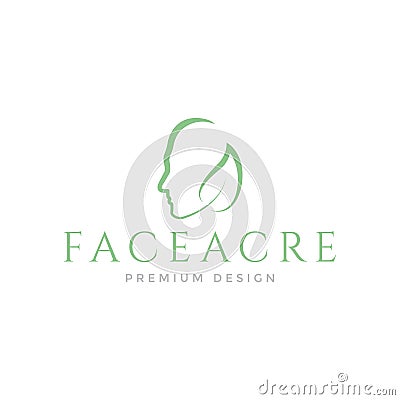 Woman face care with leaf logo symbol icon vector graphic design illustration idea creative Vector Illustration