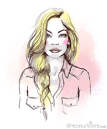 Woman Face. Fashion Illustration Stock Illustration  Image: 46622576