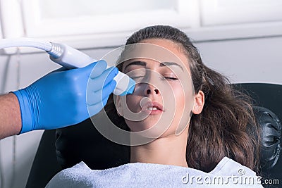 Woman face fractional treatment Stock Photo