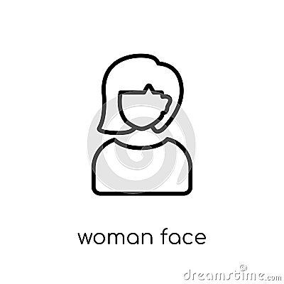 Woman Face icon. Trendy modern flat linear vector Woman Face icon on white background from thin line Ladies collection Vector Illustration