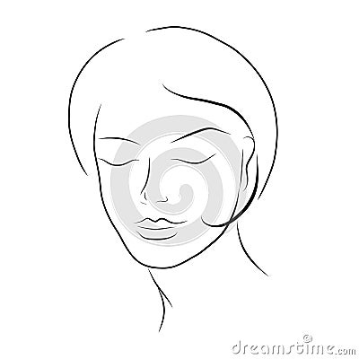 Woman face line art. Minimalistic style. Vector hand drawn beauty fashion illustration for logo, cosmetics or makeup, t Vector Illustration