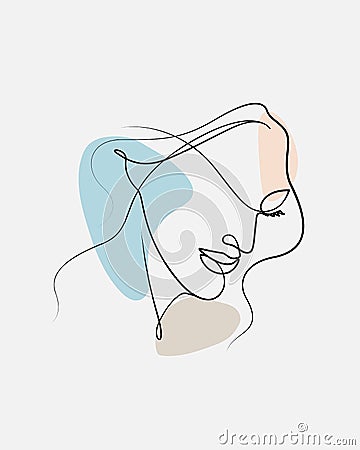 Line art woman face vector illustration Vector Illustration