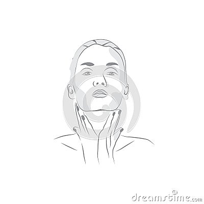 Woman face line silhouette. Elegant woman contour face Stock Photo
