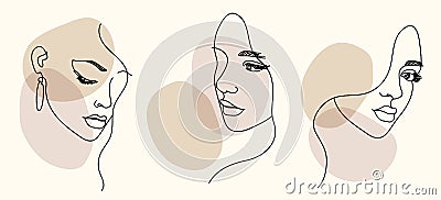 Woman face portrait in minimalist aesthetic style Vector Illustration