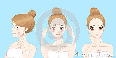 Woman with face problem Vector Illustration