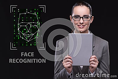 The woman in face recognition concept Stock Photo