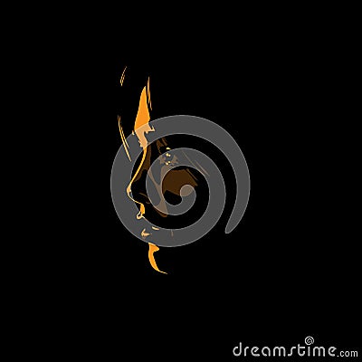 Woman face silhouette in backlight. Vector. Illustration Stock Photo