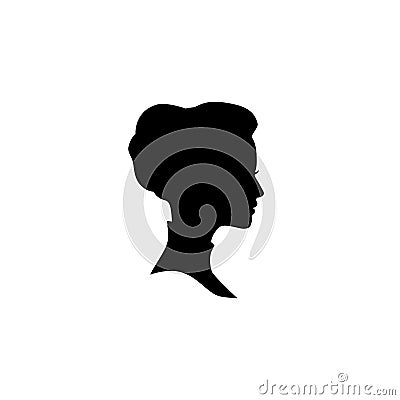 Woman face silhouette. Lady profile with retro hairstyle Stock Photo