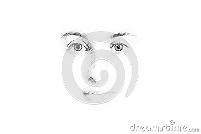 Woman Face Sketch Stock Photo