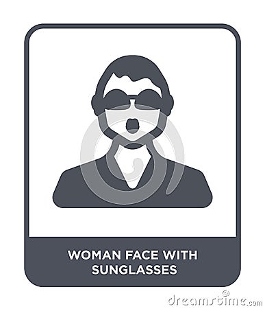 woman face with sunglasses icon in trendy design style. woman face with sunglasses icon isolated on white background. woman face Vector Illustration