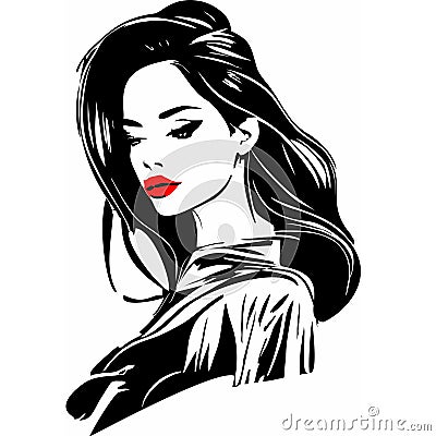 Woman Face Vector Illustration Cartoon Illustration