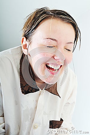 Woman face wash Stock Photo