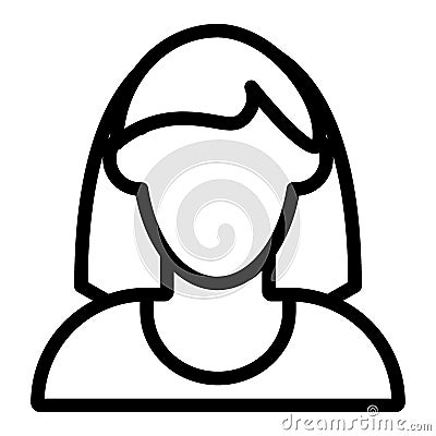 Woman faceless avatar with shoulder length hair line icon. Default profile vector illustration isolated on white. Female Vector Illustration