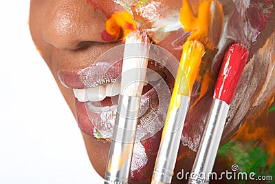 Woman in facepaint Stock Photo