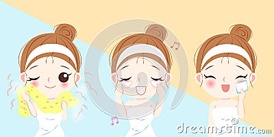 Woman with facial clean concept Vector Illustration