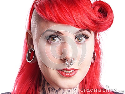 Woman with facial piercings Stock Photo