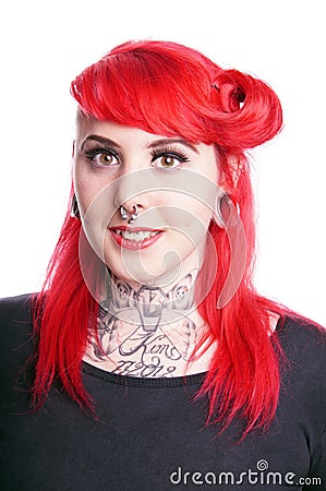 Woman with facial piercings Stock Photo