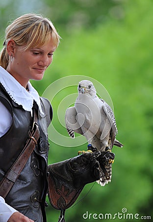 Woman Falconer Editorial Stock Photo