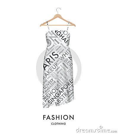 Woman fashion dress with fashionable text typography vector. Easy to edit. Vector Illustration