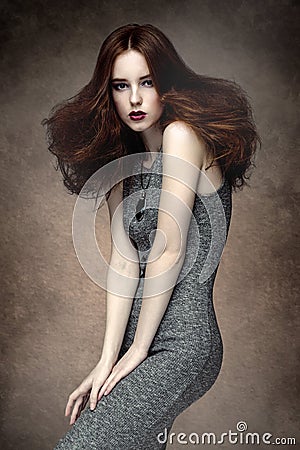 Woman with fashion hairstyle Stock Photo