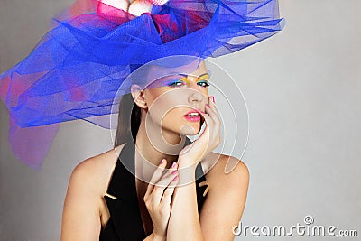 Woman in fashionable hat Stock Photo