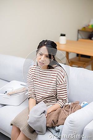 Woman feel so annoy with do housework at home Stock Photo