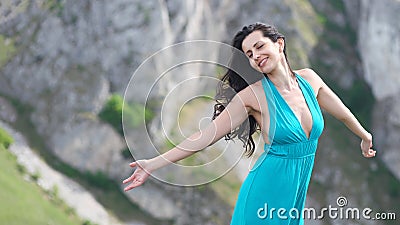 Woman feeling the wind Stock Photo
