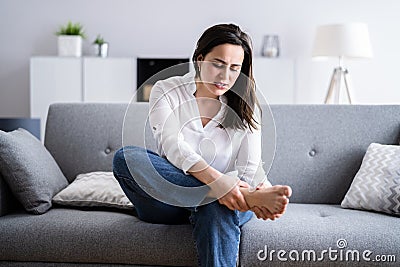 Woman Feet Callus And Injured Foot Stock Photo