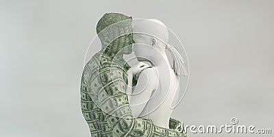 Woman Feigning Intimacy for Money Stock Photo