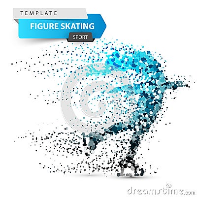 Woman figure skating on the white background. Vector Illustration