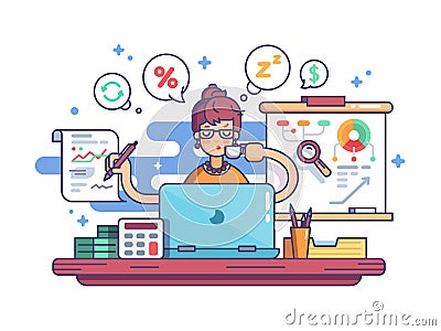 Woman financial accountant Vector Illustration