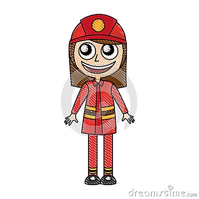 Woman firefighter avatar character icon Vector Illustration