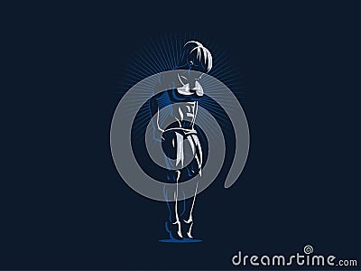 Woman fitness emblem. Vector Illustration