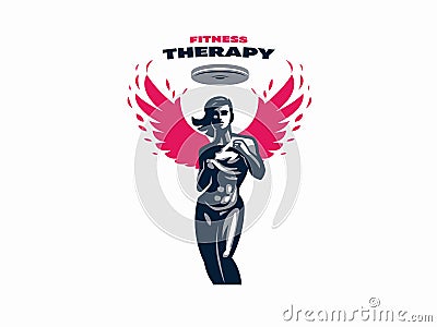 Woman fitness emblem. Vector Illustration