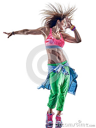 Woman fitness excercises zumba dancer dancing Stock Photo