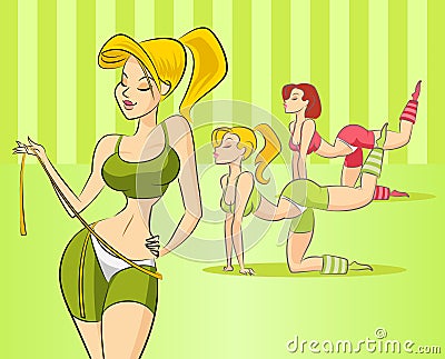 Woman fitness group Vector Illustration