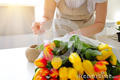 Woman Florist Business Flower Shop Owner. Stock Photo