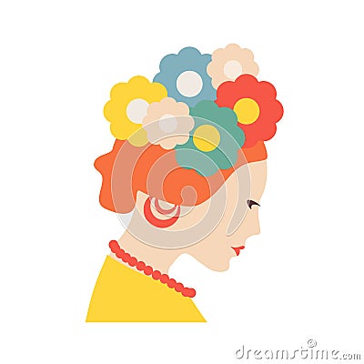 Woman flower head. Mental health, psychology Cartoon Illustration